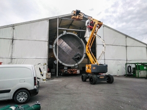 Carpa de 30 metros para fabricación y pintado de depósitos de gas | carpas industriales ARACARPAS